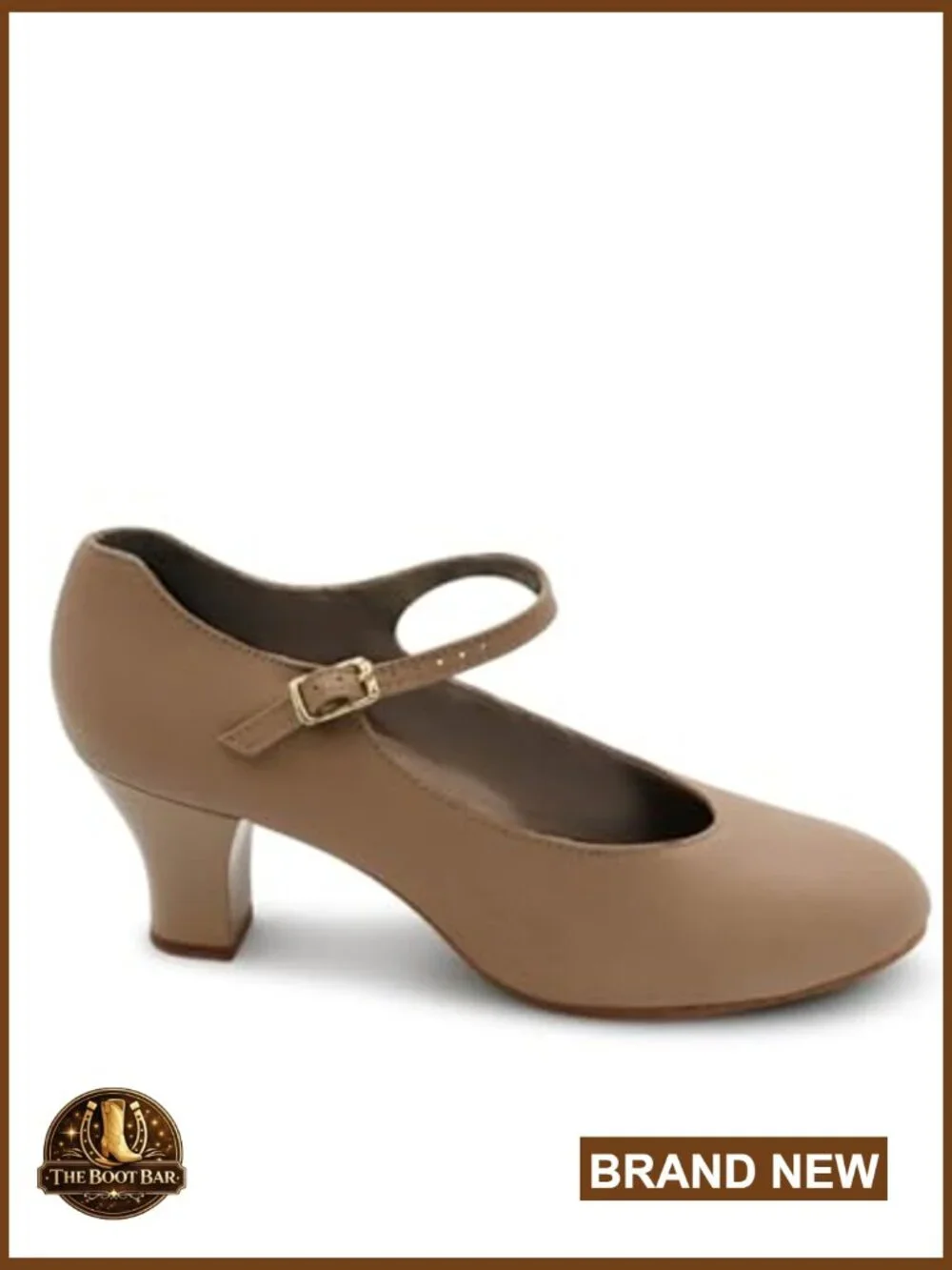 Leather Dance Shoes with 2-Inch Heel, Foam Padded, Buckle Closure